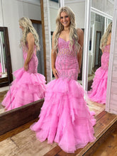 Mermaid Tiered Lace Long Mermaid Prom Dress